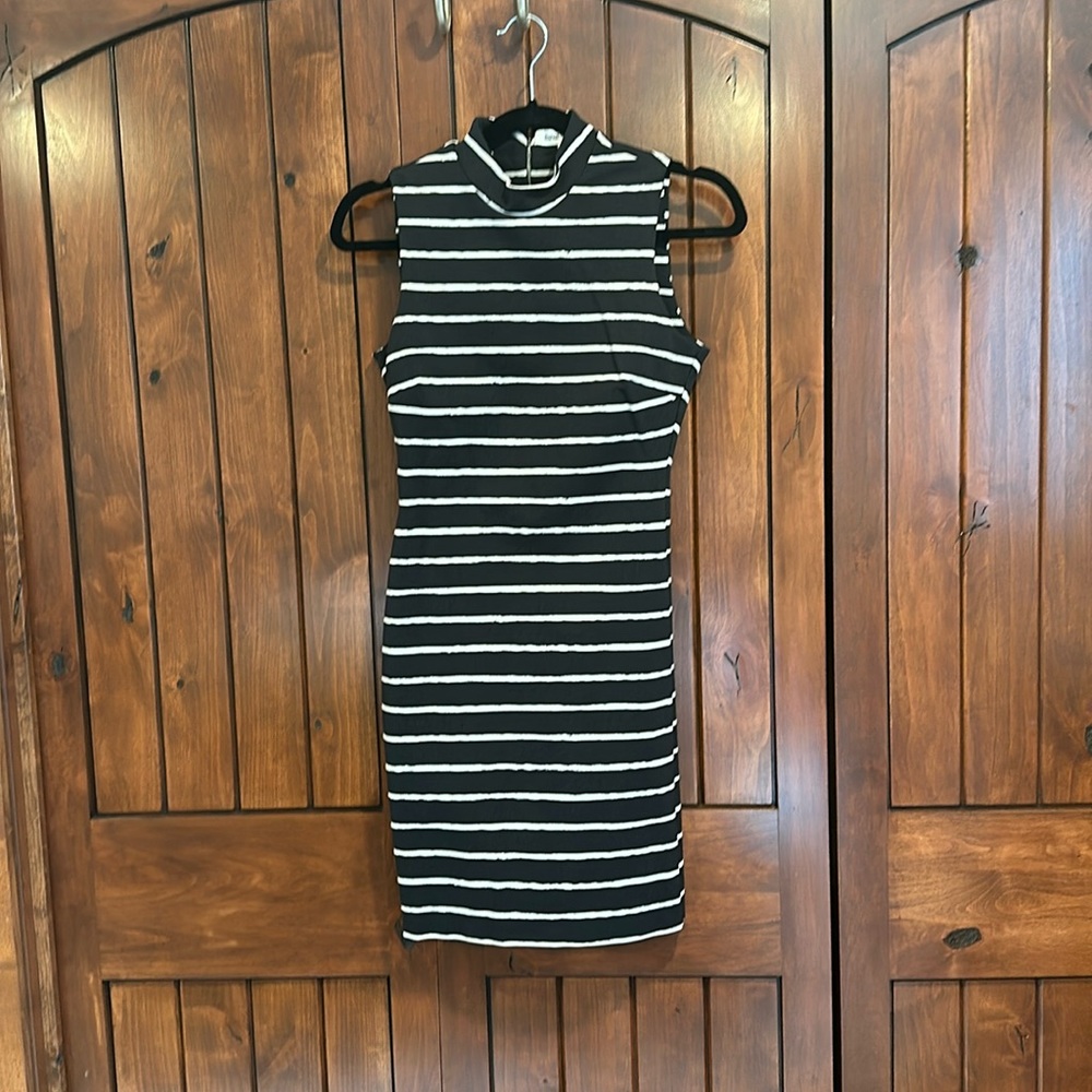 Elizabeth and James-Black and white striped dress